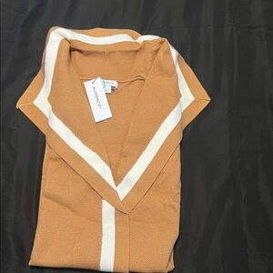 Liz Claiborne Camel Cardigan with White Trim